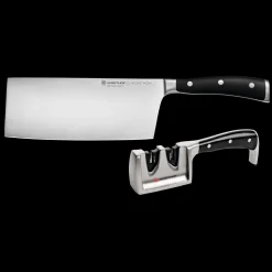 Classic Ikon 2-Piece Chinese Chef's Knife and Sharpener Set