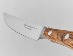 Ikon 6-Piece Mixed Wood Steak Knife Set with Leather Knife Roll