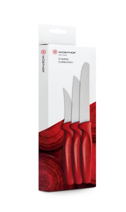 3-Piece Paring Knife Set, Red